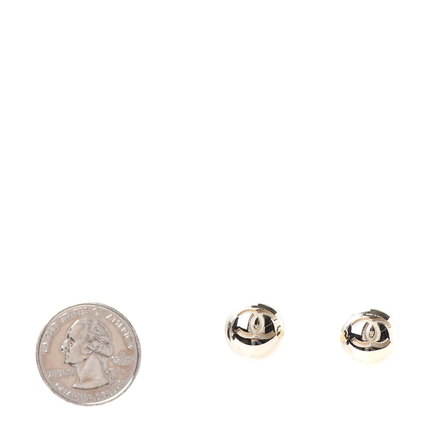 Metal Bead CC Stud Earrings Gold