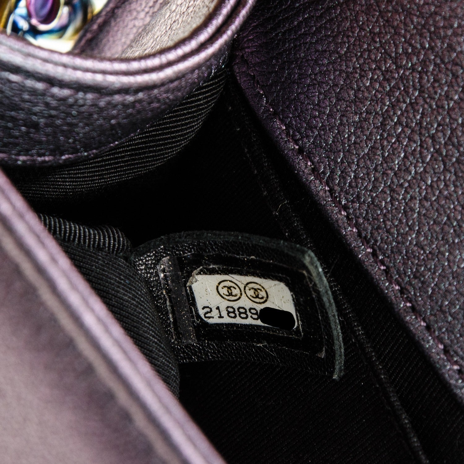 Chanel Iridescent Goatskin Quilted Medium Boy Flap Purple 8 of 8