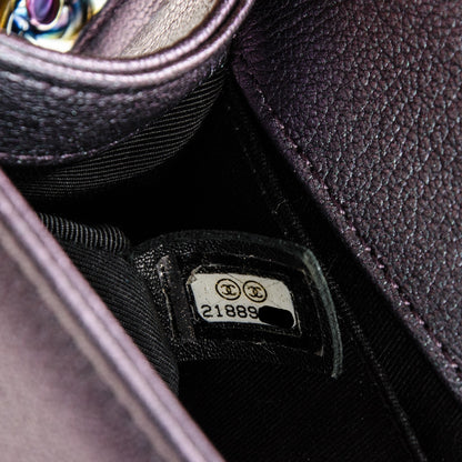 Chanel Iridescent Goatskin Quilted Medium Boy Flap Purple 8 of 8