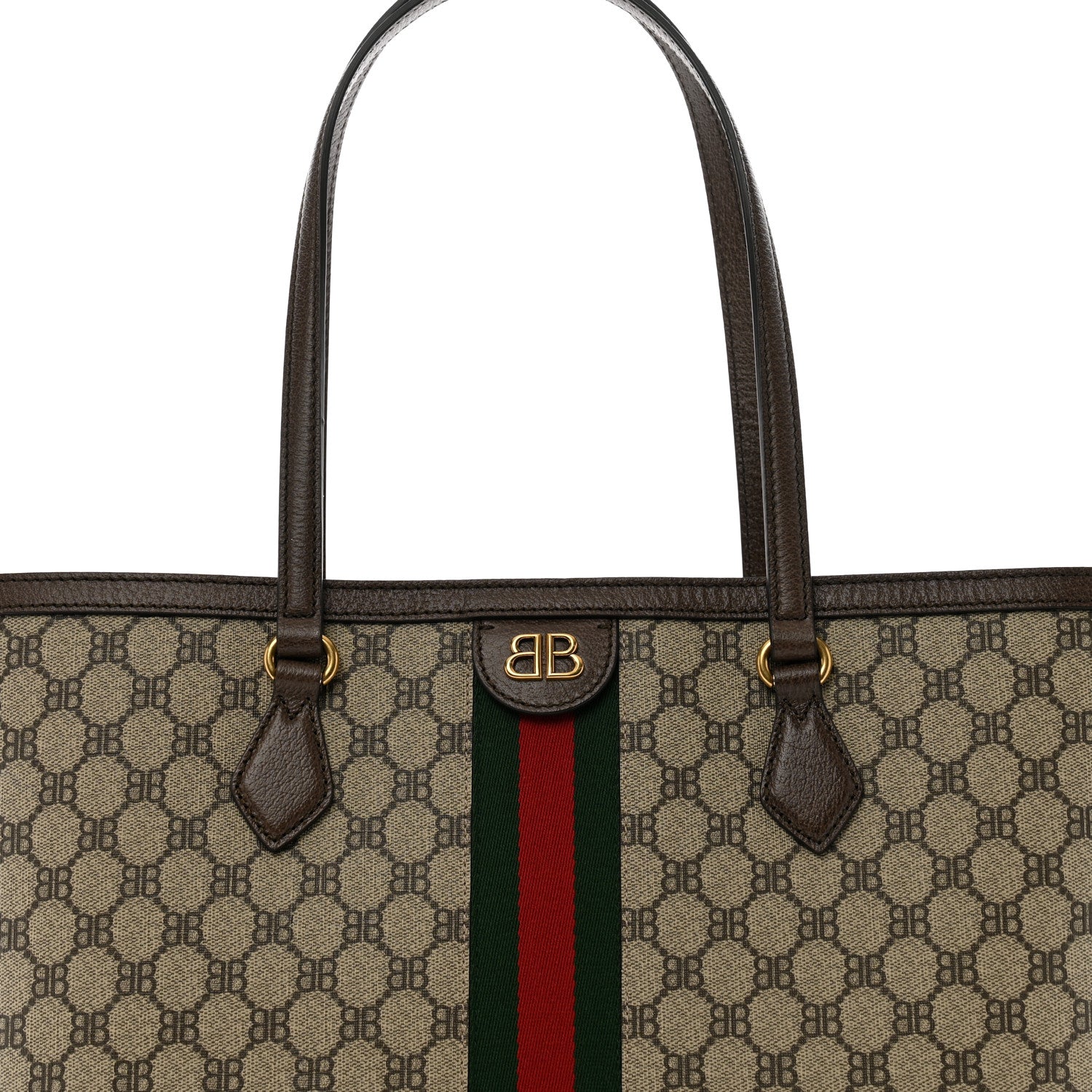 Gucci X BALENCIAGA BB Supreme Monogram Web Medium Ophidia Shopping Tote Beige New Acero 8 of 10