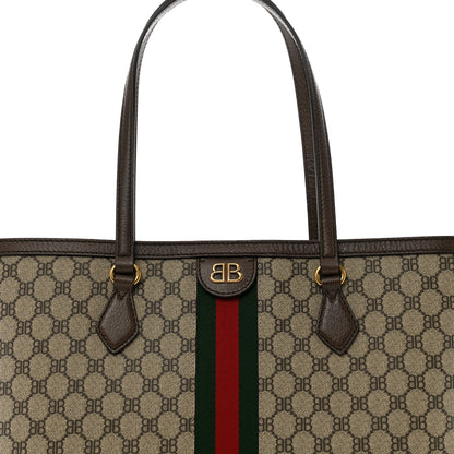 Gucci X BALENCIAGA BB Supreme Monogram Web Medium Ophidia Shopping Tote Beige New Acero 8 of 10