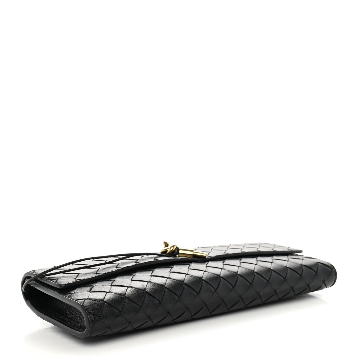 Nappa Intrecciato Long Andiamo Top Handle Clutch Black