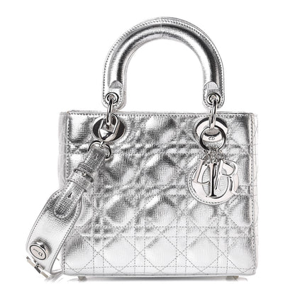 Christian Dior Metallic Grained Calfskin Cannage Small Lucky Badges My Lady Dior Silver 1 of 10