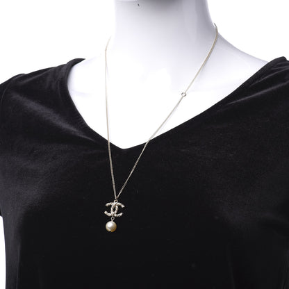 Chanel Pearl Crystal Twisted CC Drop Necklace Gold 2 of 4