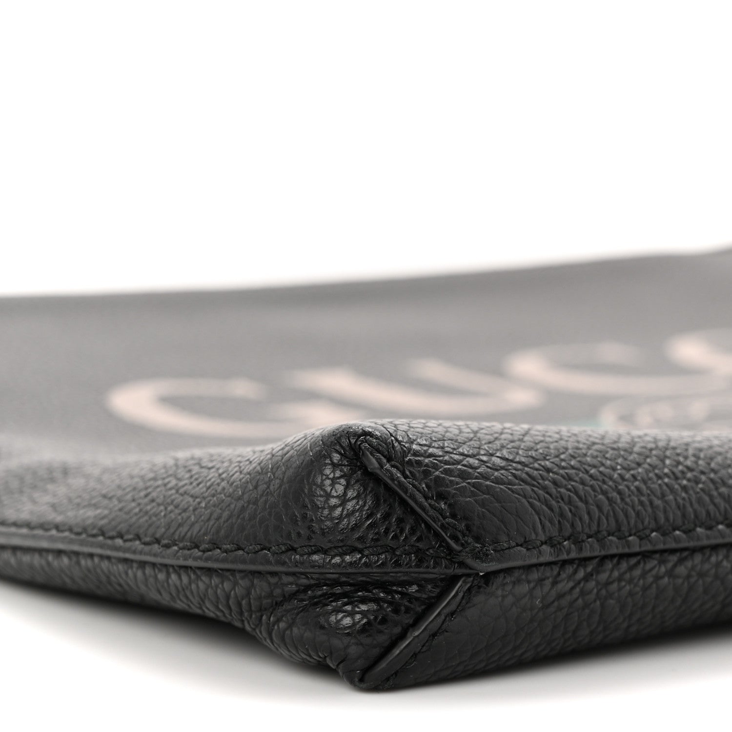 Gucci Pebbled Calfskin Logo Wristlet Black 9 of 10
