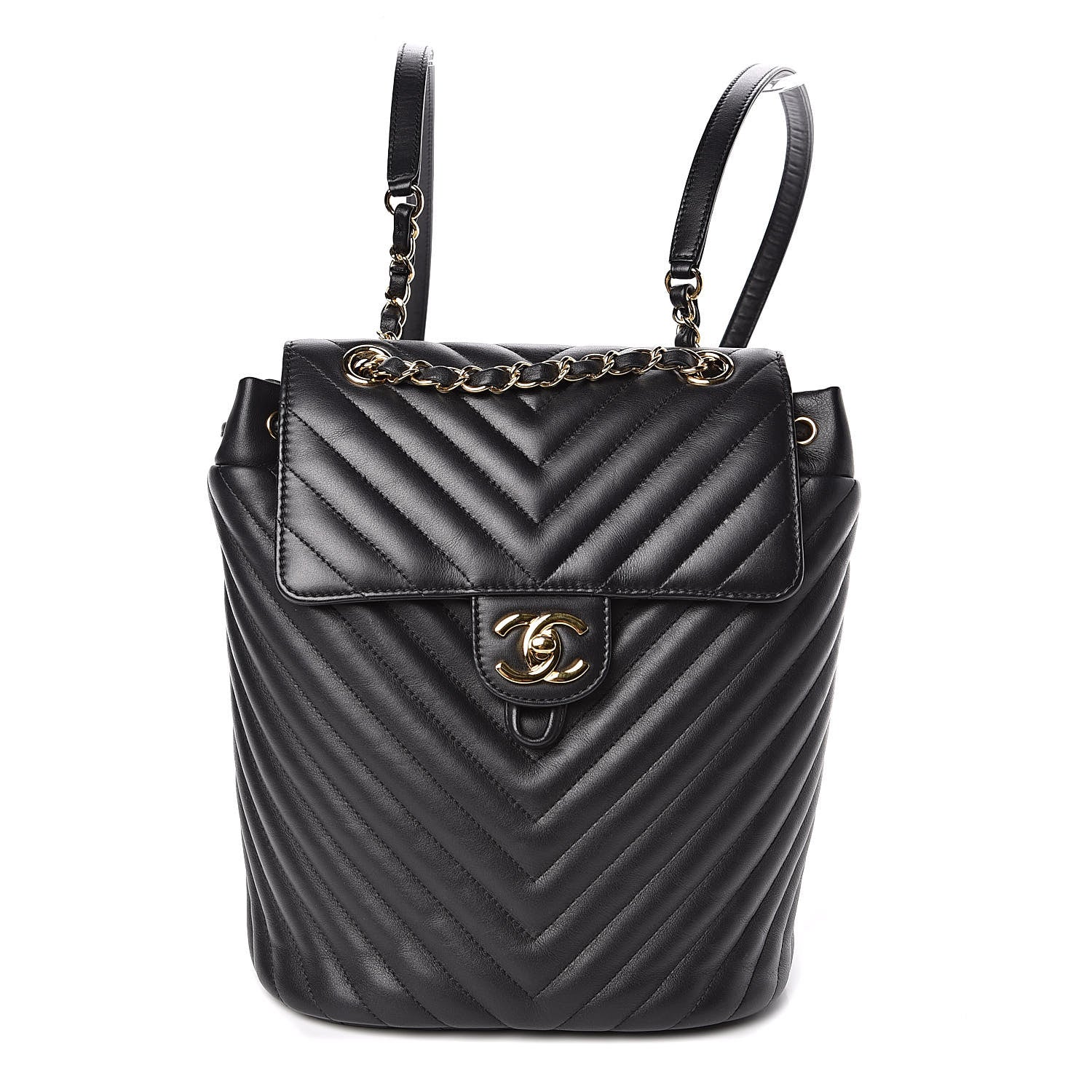 Chanel Calfskin Chevron Quilted Small Urban Spirit Backpack Black 1 of 11