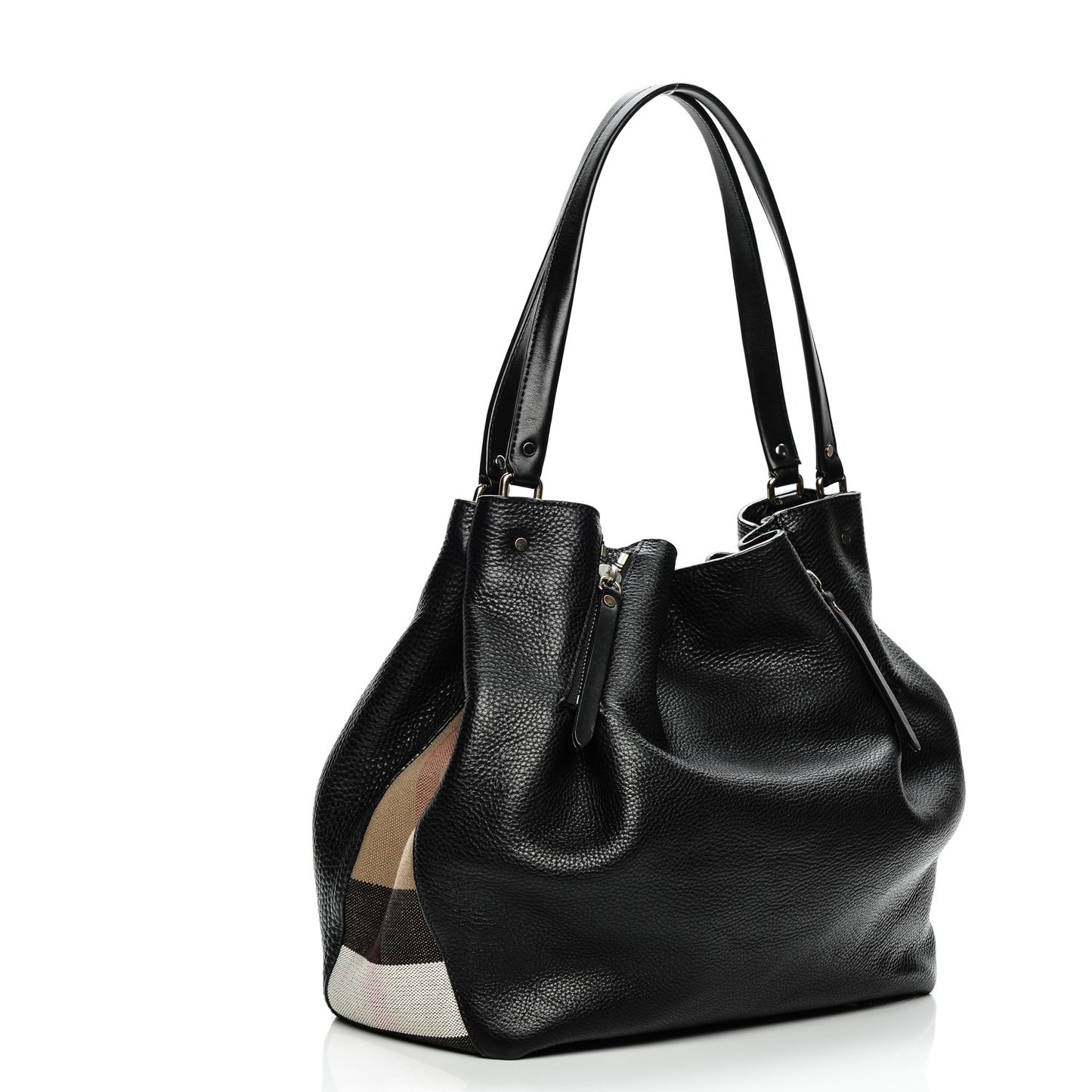 Grainy Calfskin House Check Medium Maidstone Black