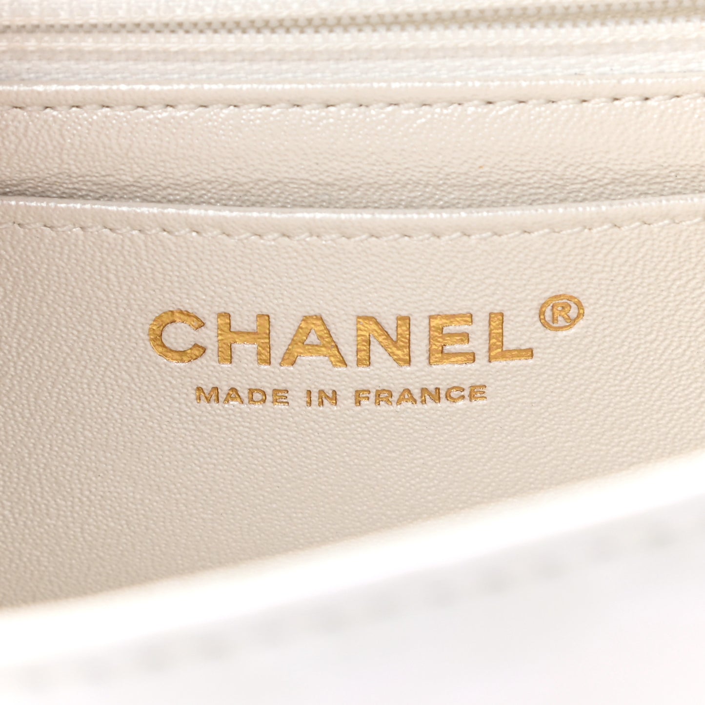 Iridescent Calfskin Embossed 2.55 Reissue Mini Flap White