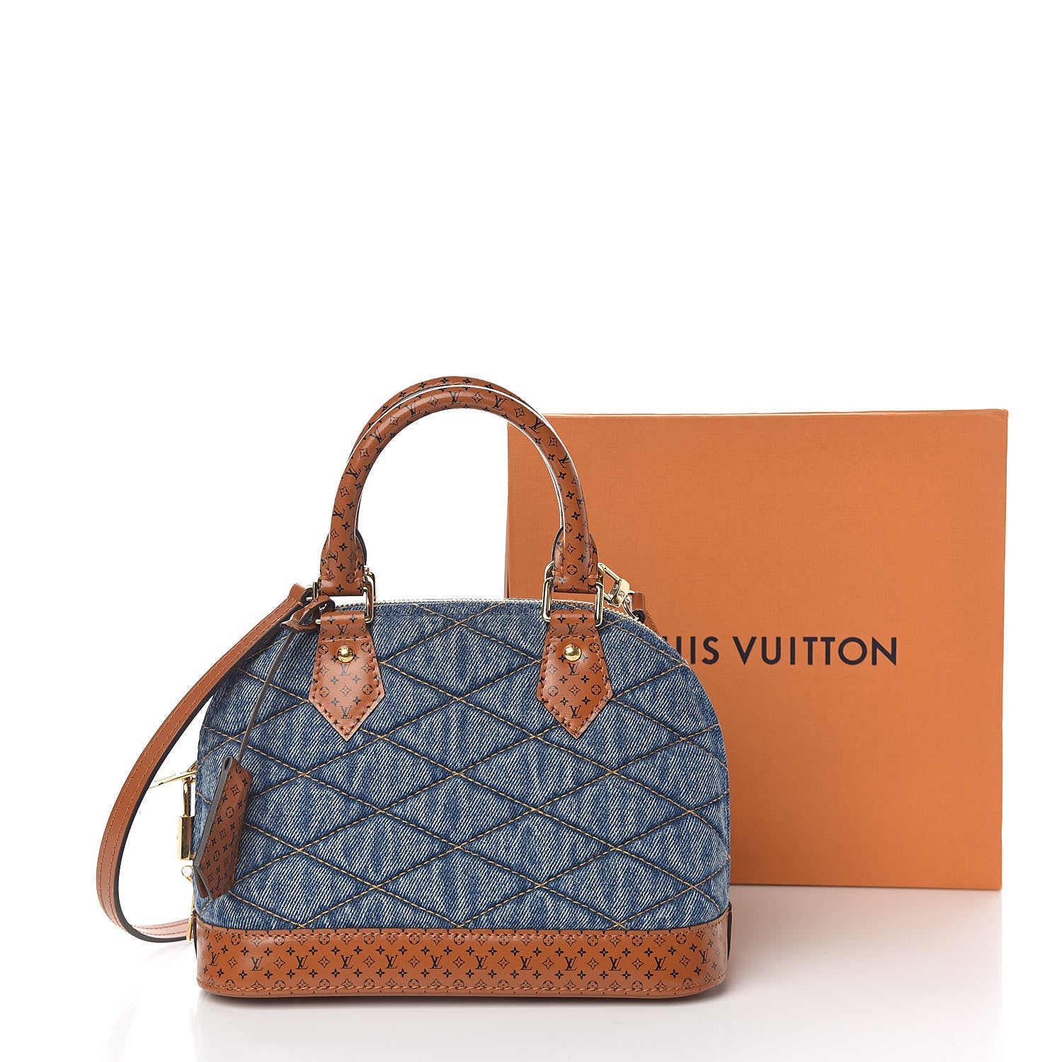 Louis Vuitton Denim Calfskin Reverse Monogram Malletage Alma BB Blue 11 of 11
