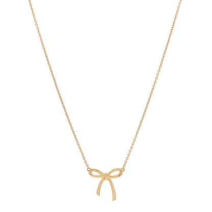 Tiffany 18K Yellow Gold Mini Bow Pendant Necklace 1 of 5