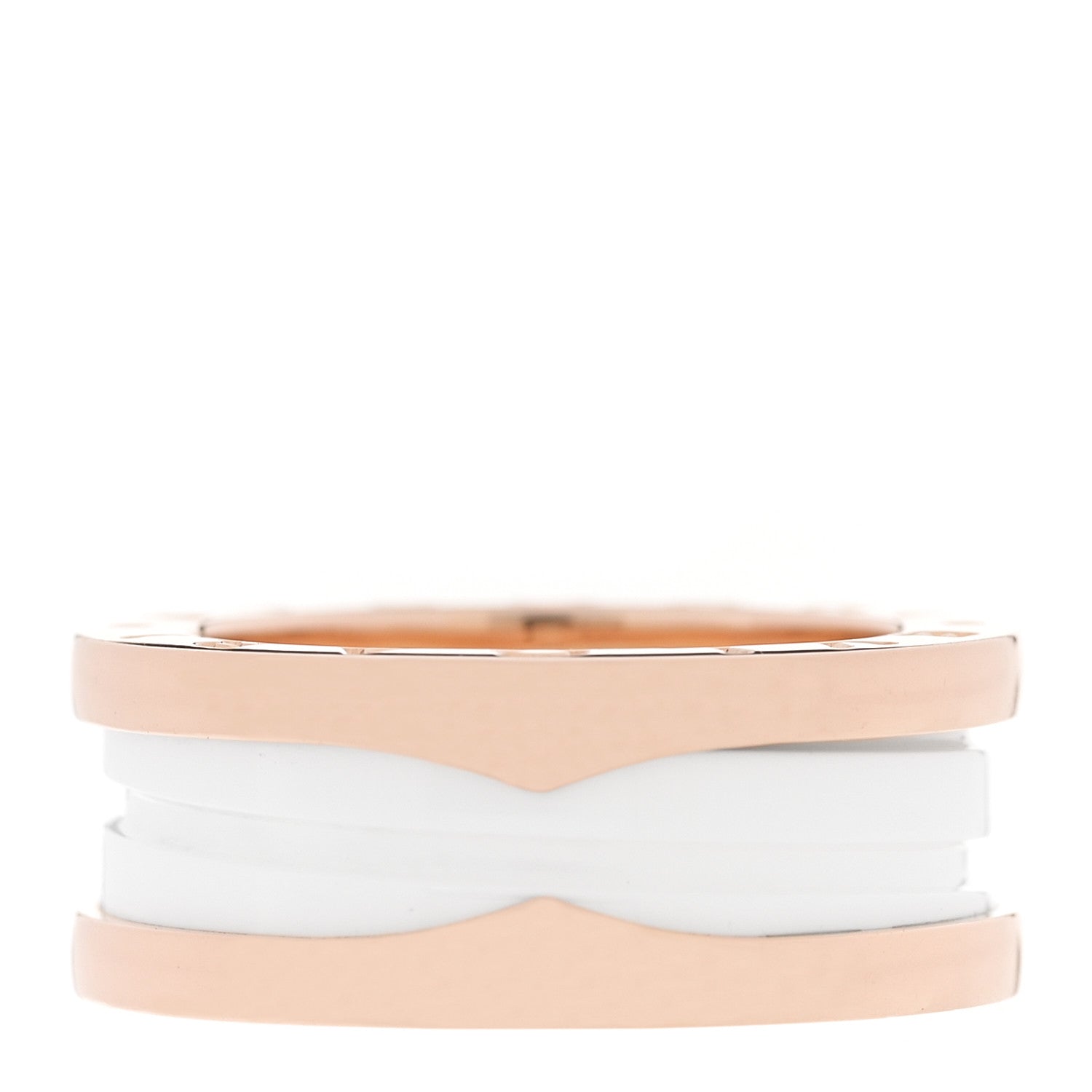 Bulgari 18K Rose Gold White Ceramic B.Zero1 Two-Band Ring  49 4.75 3 of 5