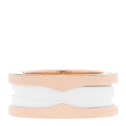 Bulgari 18K Rose Gold White Ceramic B.Zero1 Two-Band Ring  49 4.75 3 of 5