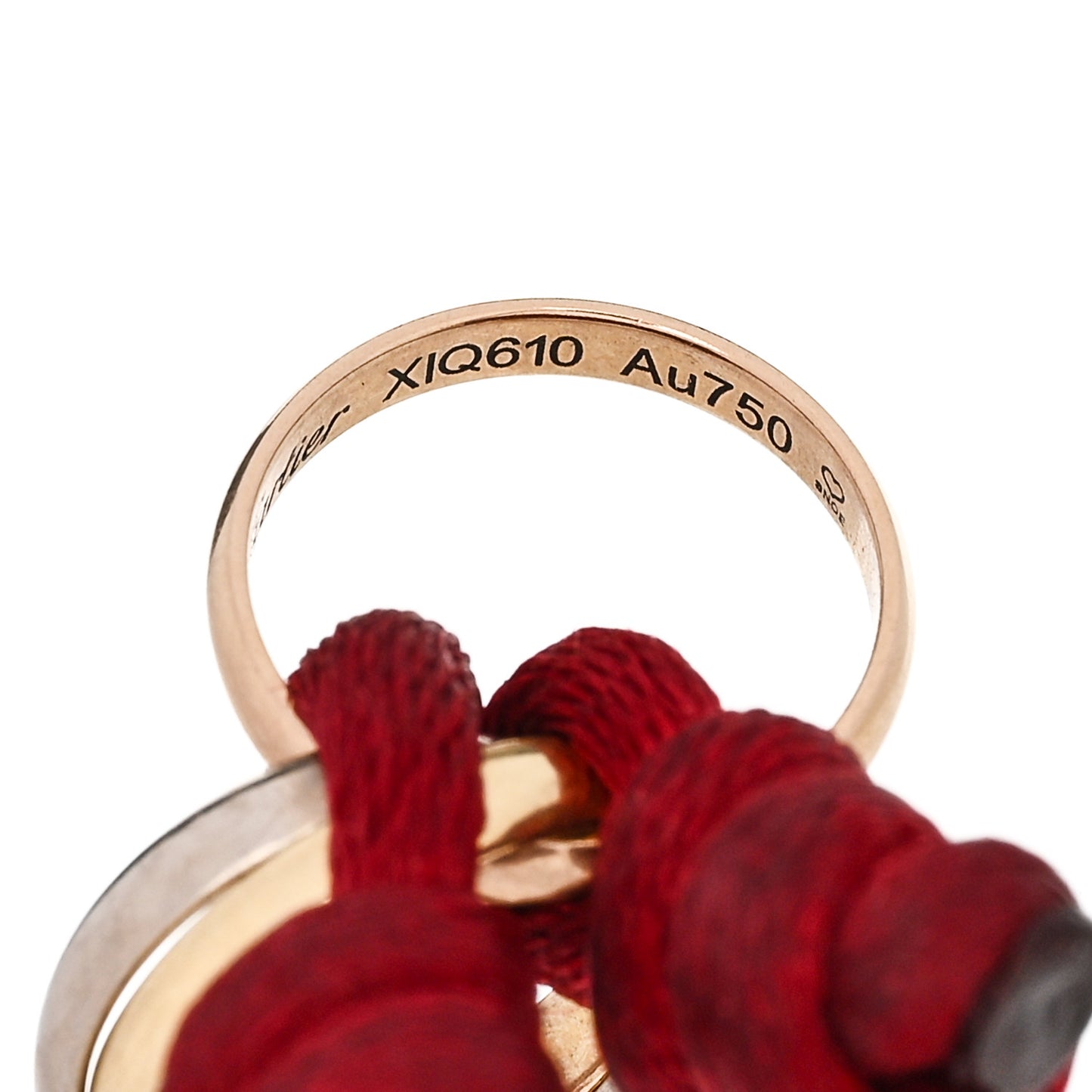 18K Pink Yellow White Gold Trinity Cord Bracelet Red