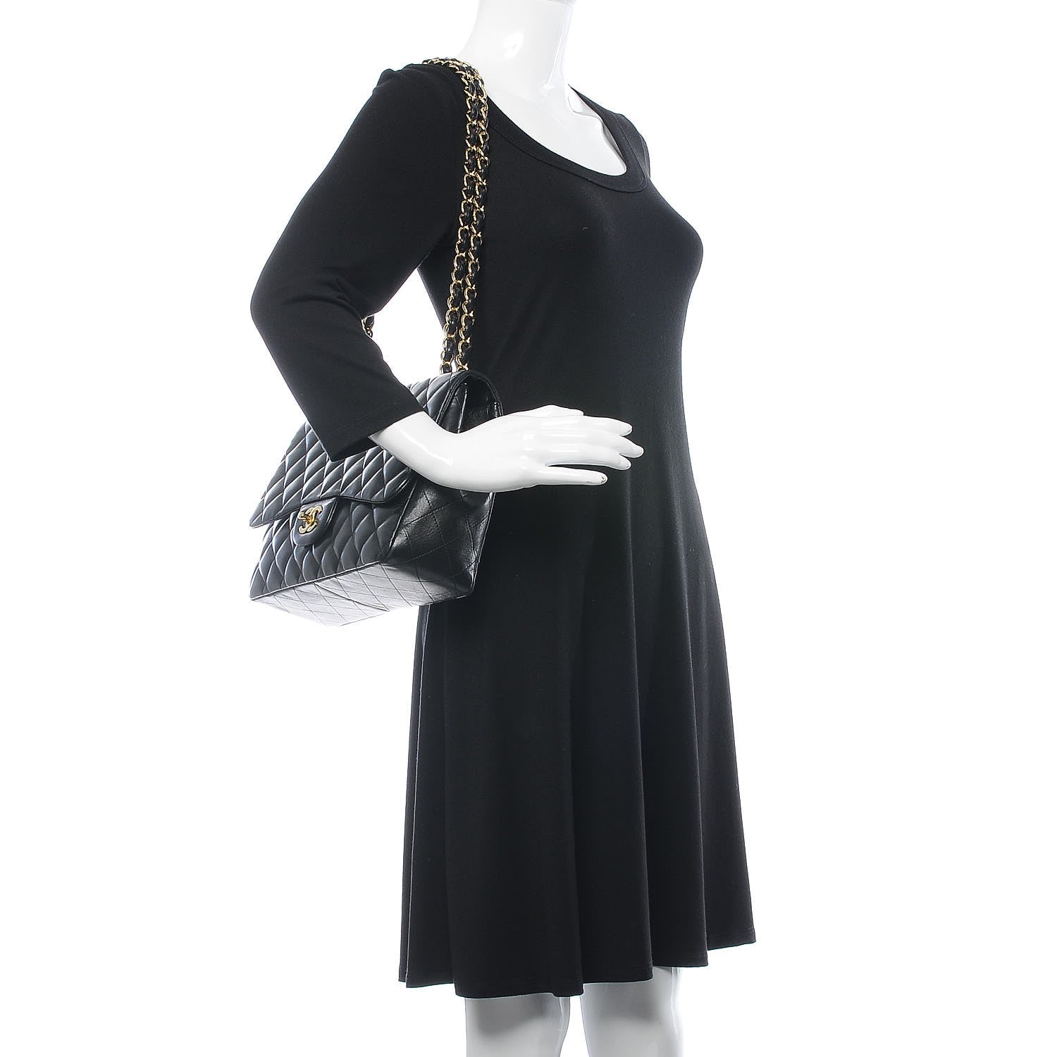 Chanel Lambskin Quilted Jumbo Single Flap Black 2 of 8