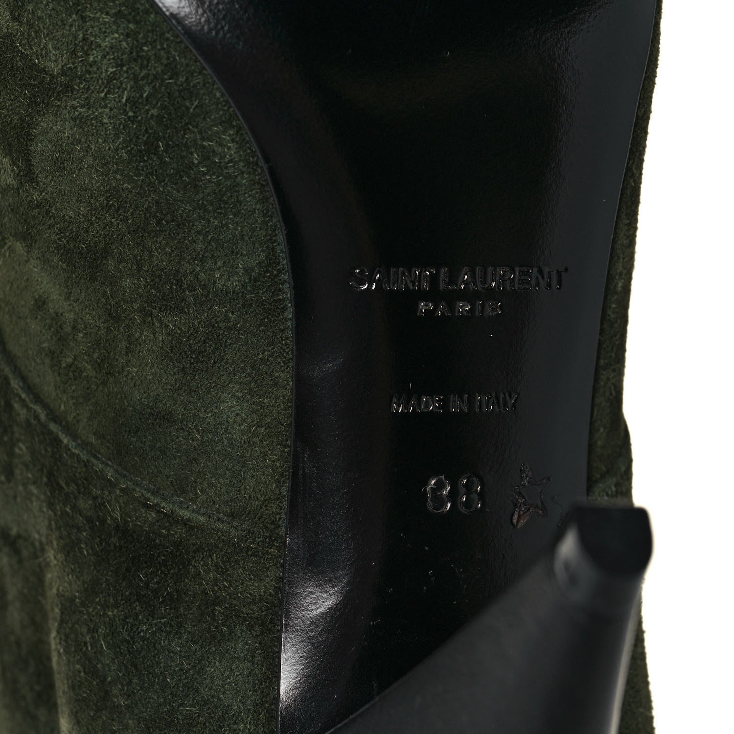Saint Laurent Suede Kiki Lace-Up Ankle Boot 38 Military 6 of 8