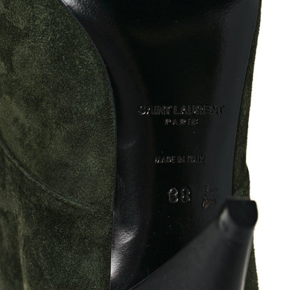 Saint Laurent Suede Kiki Lace-Up Ankle Boot 38 Military 6 of 8
