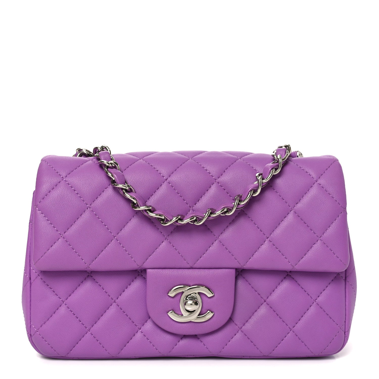 Chanel Lambskin Quilted Mini Rectangular Flap Purple 1 of 10