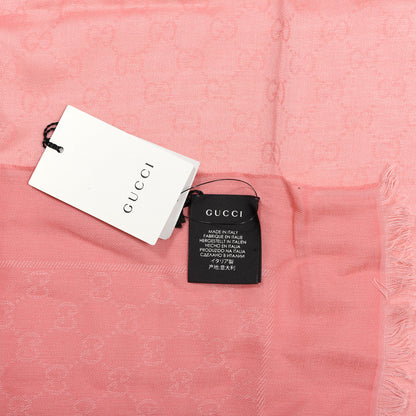 Gucci Cotton GG Monogram Summer Sten Fringe Scarf Pink 4 of 4
