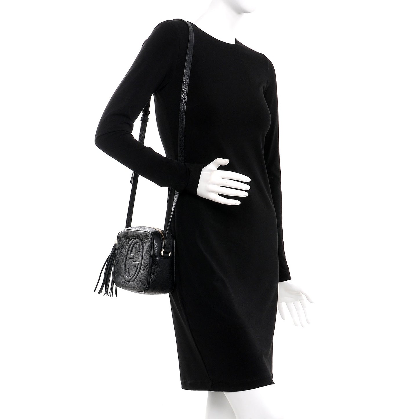 Pebbled Calfskin Small Soho Disco Bag Black
