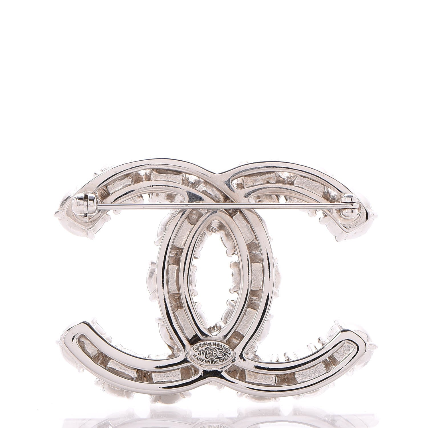 Chanel Ruthenium Pearl Crystal CC Brooch Dark Gray 3 of 5