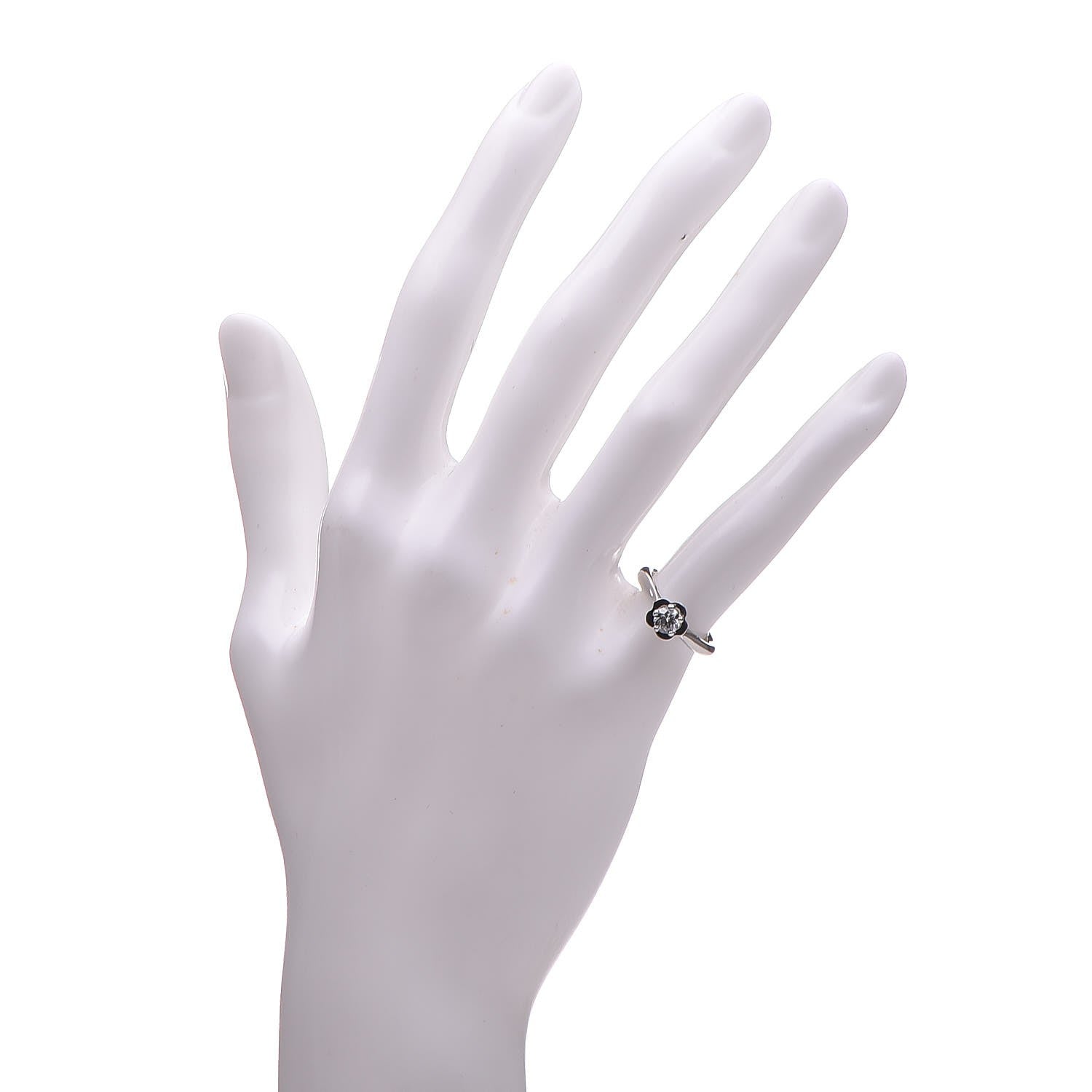 Chanel Platinum Diamond Camellia Solitaire Ring 44 3 2 of 6