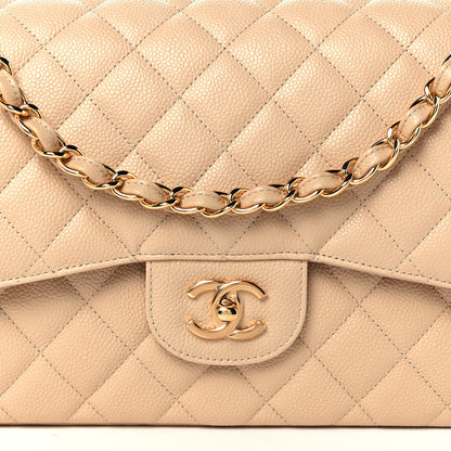Chanel Caviar Quilted Jumbo Double Flap Beige Clair 9 of 12