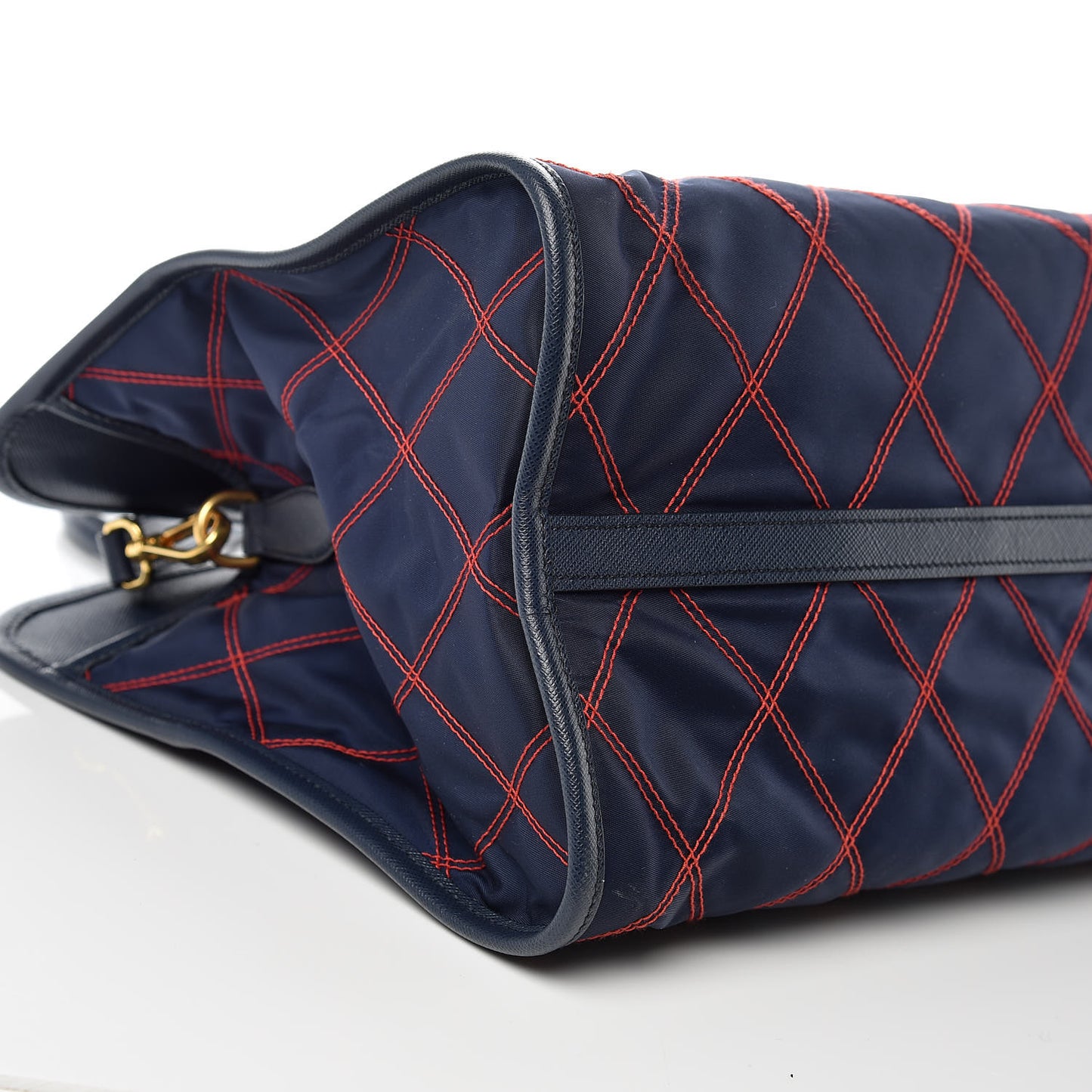 Saffiano Tessuto Nylon Impunturato Quilted Shopper Baltico Fuoco