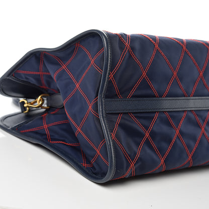 Prada Saffiano Tessuto Nylon Impunturato Quilted Shopper Baltico Fuoco 9 of 10