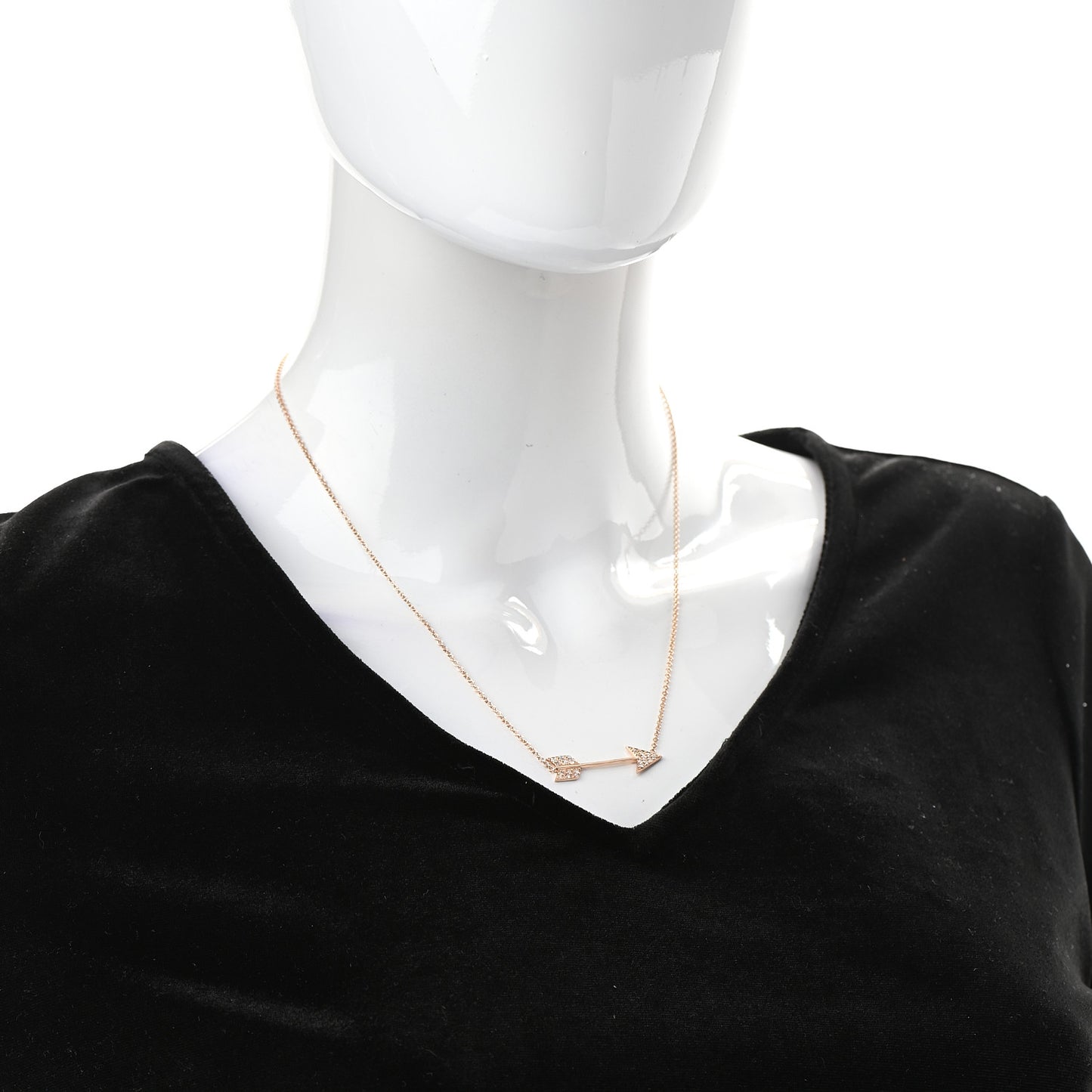 18K Rose Gold Diamond Arrow Necklace