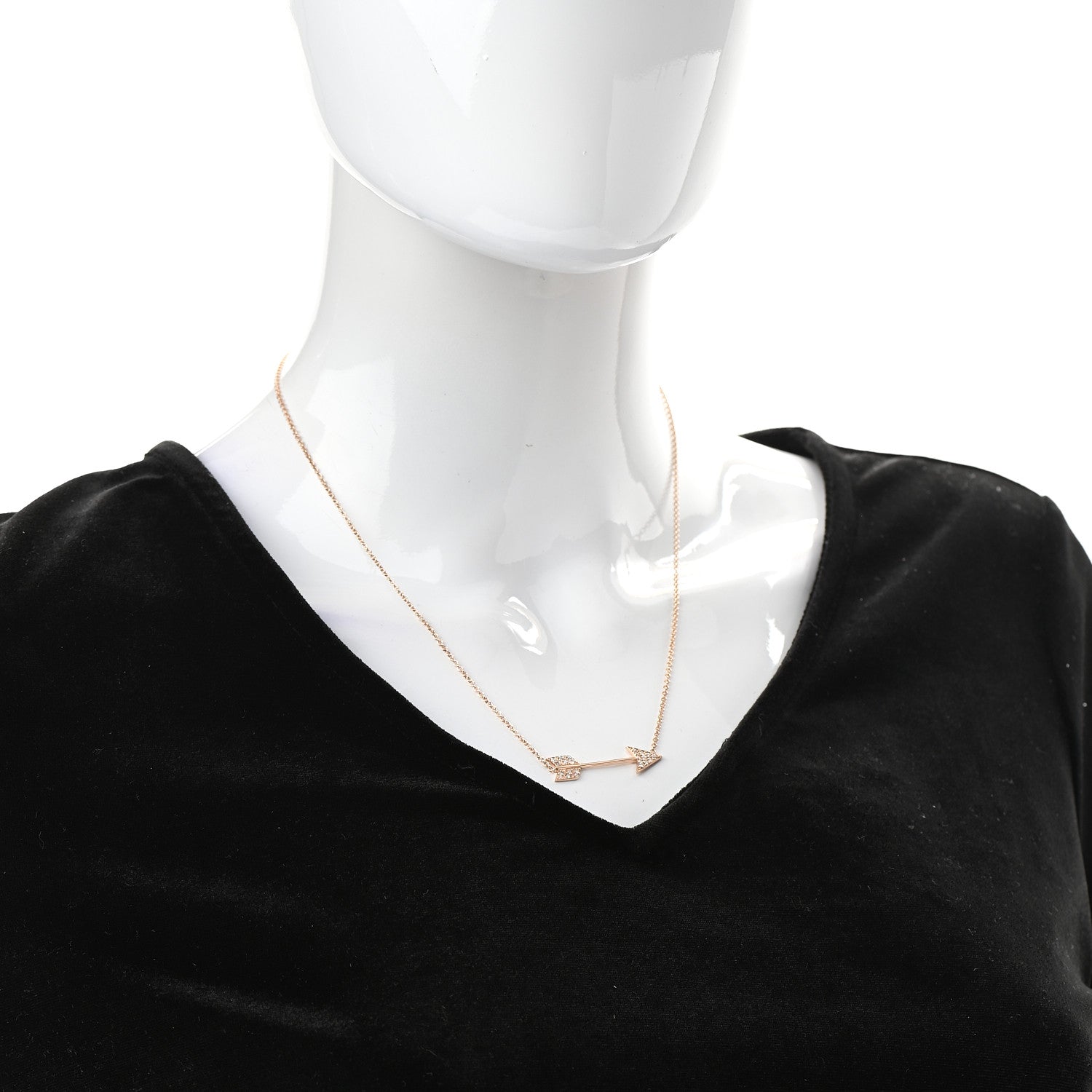 Anita Ko 18K Rose Gold Diamond Arrow Necklace 2 of 7