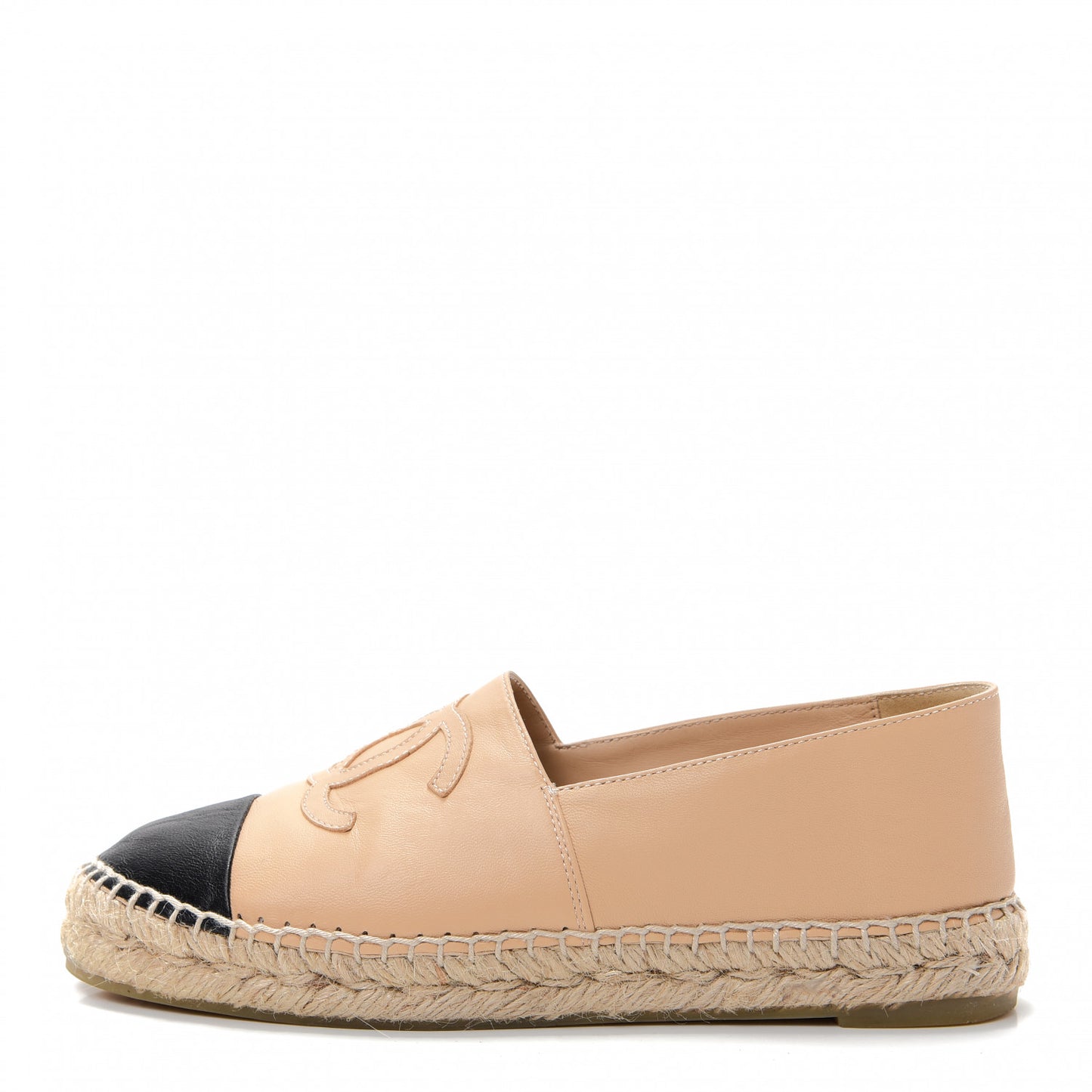 Lambskin CC Espadrilles 36 Beige Black