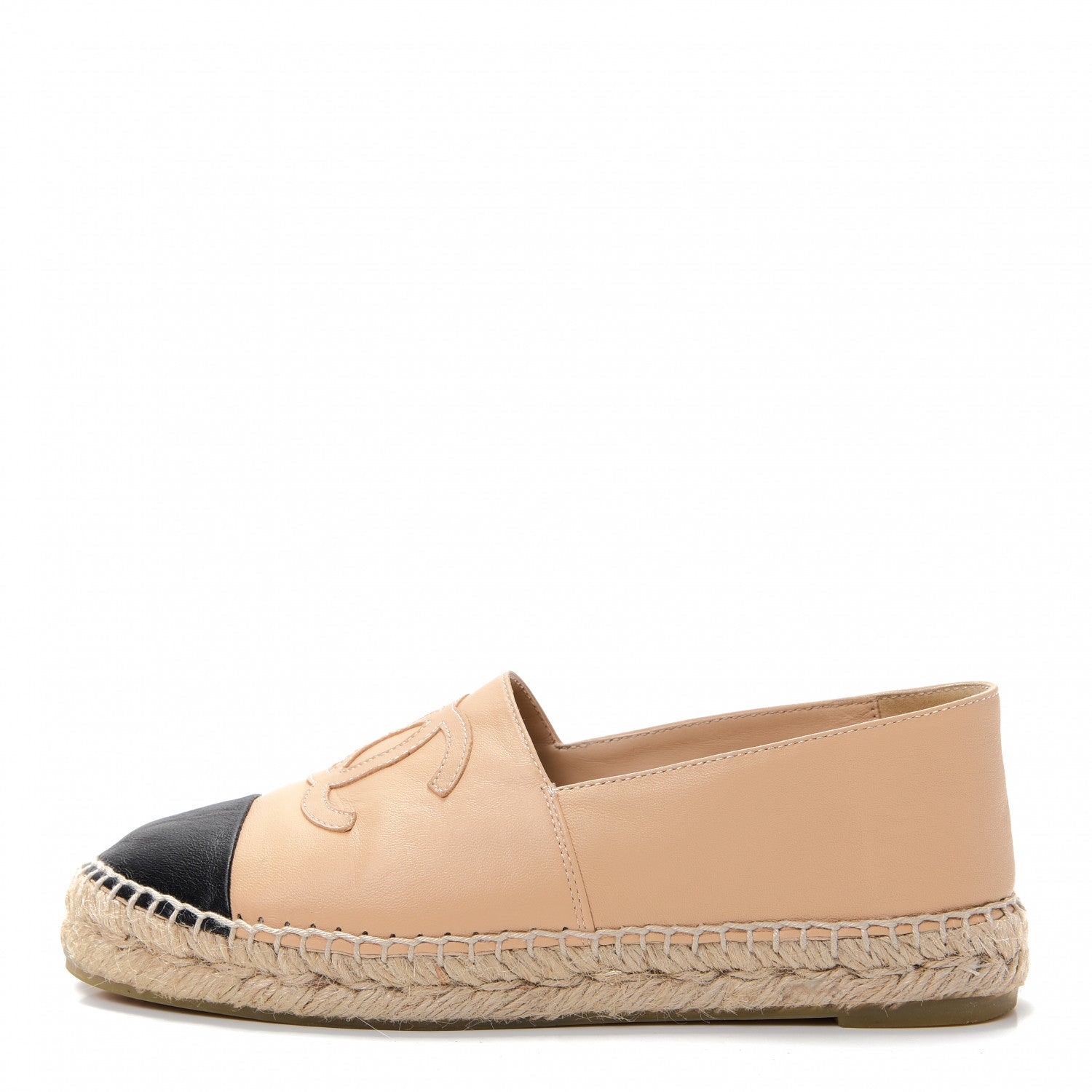 Chanel Lambskin CC Espadrilles 36 Beige Black 1 of 11
