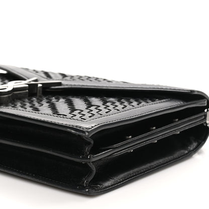 Saint Laurent Calfskin Woven Monogram Cassandra Clasp Bag Black 10 of 10