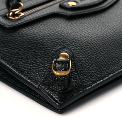 Balenciaga Grained Calfskin Neo Classic Gold Hardware Multipouch Black 9 of 10