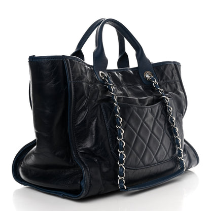 Chanel Glazed Calfskin Medium Deauville Tote Blue 3 of 10
