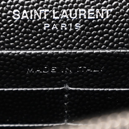 Saint Laurent Grain De Poudre Matelasse Chevron Monogram Envelope Chain Wallet Black 7 of 12