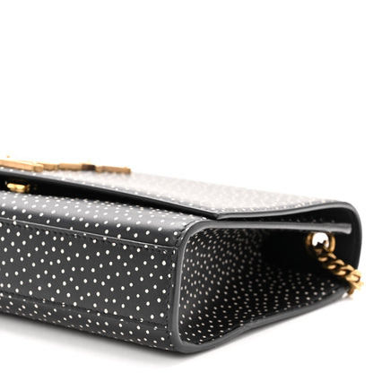 Saint Laurent Calfskin Polka Dot Print Medium Monogram Kate Satchel Black 10 of 10