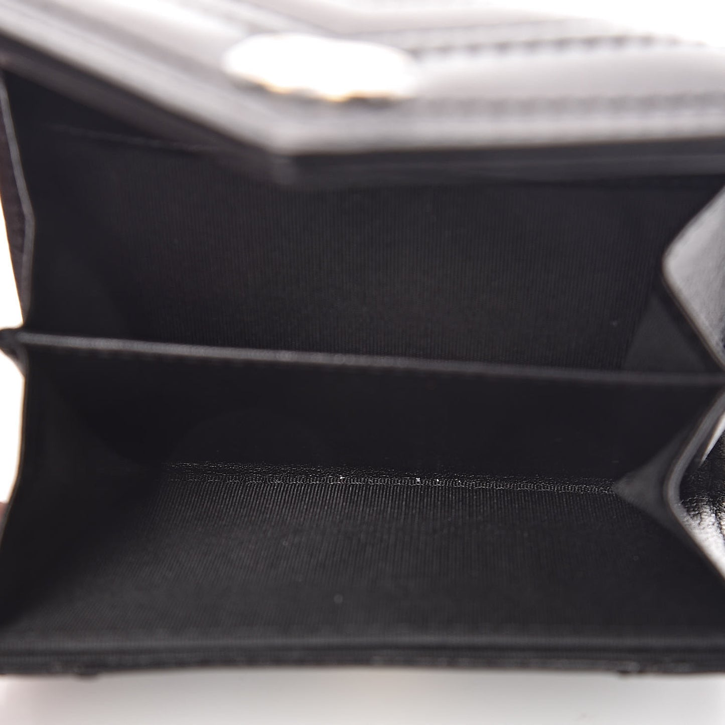 Calfskin Chevron Quilted Compact Flap Wallet Black