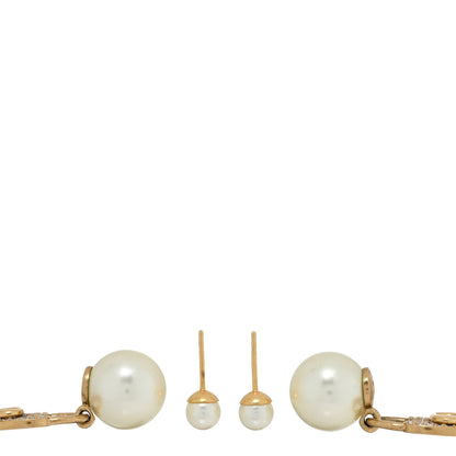 Christian Dior Pearl Crystal Dior Heart Tribales Drop Earrings Gold 3 of 4