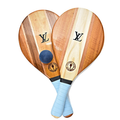 Louis Vuitton Varnished Wood Frescobol Carioca Beach Tennis Set Blue 1 of 8