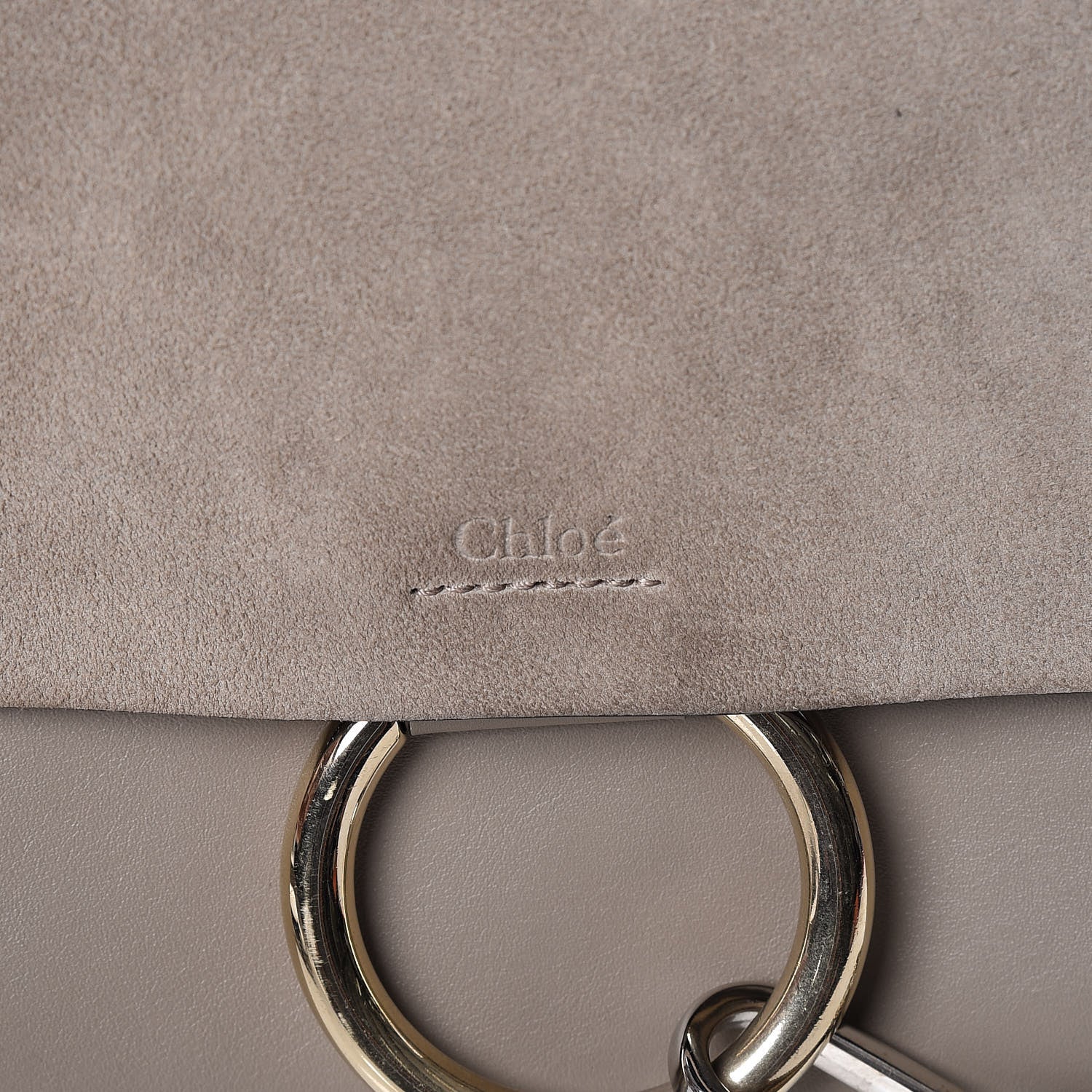 Chloe Suede Calfskin Small Faye Shoulder Bag Motty Grey 6 of 11