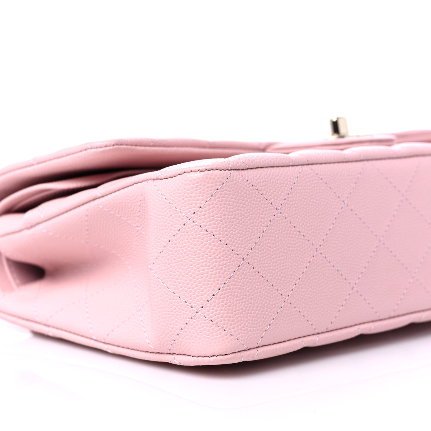 Caviar Quilted Medium Double Flap Light Pink