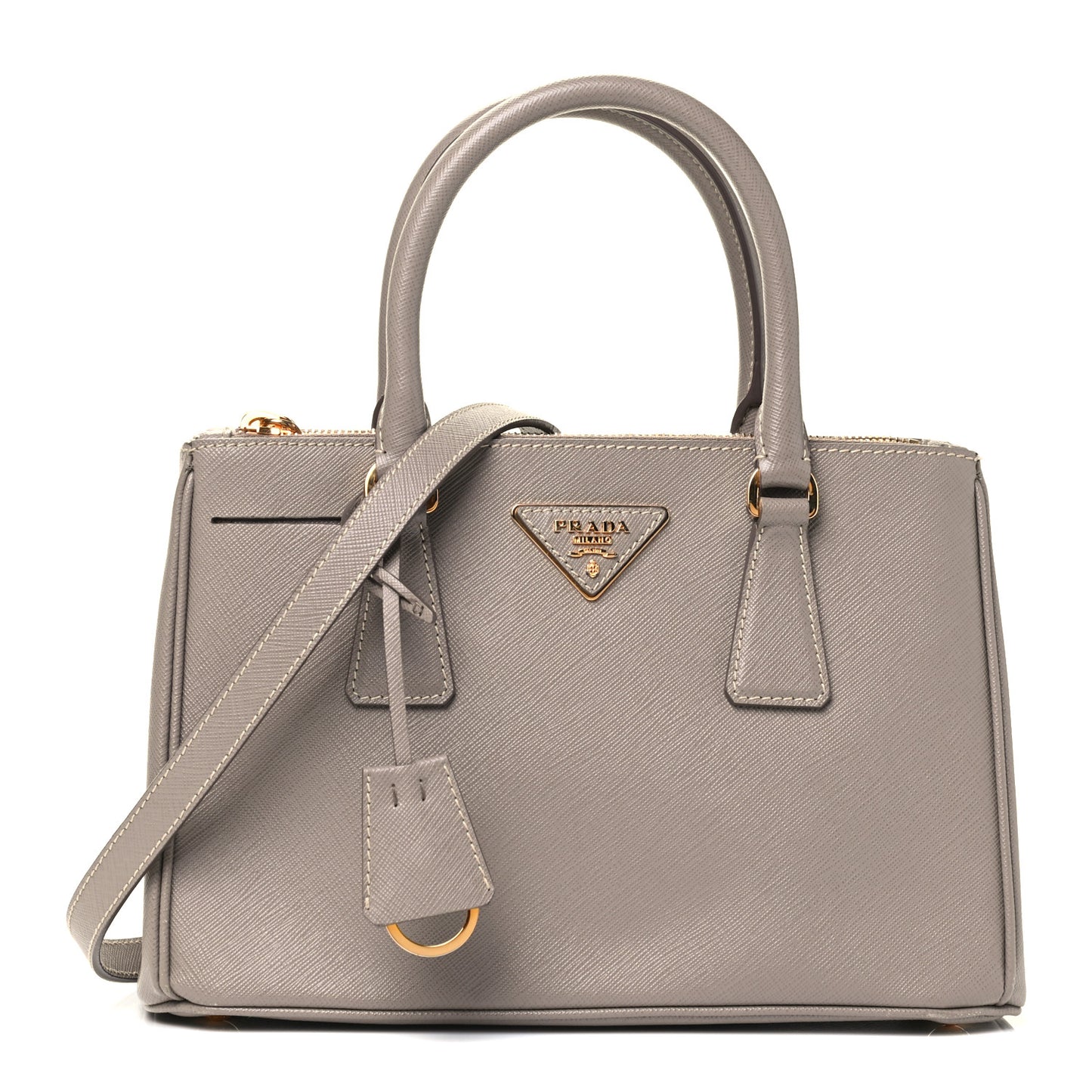Saffiano Mini Galleria Double Zip Tote Argilla