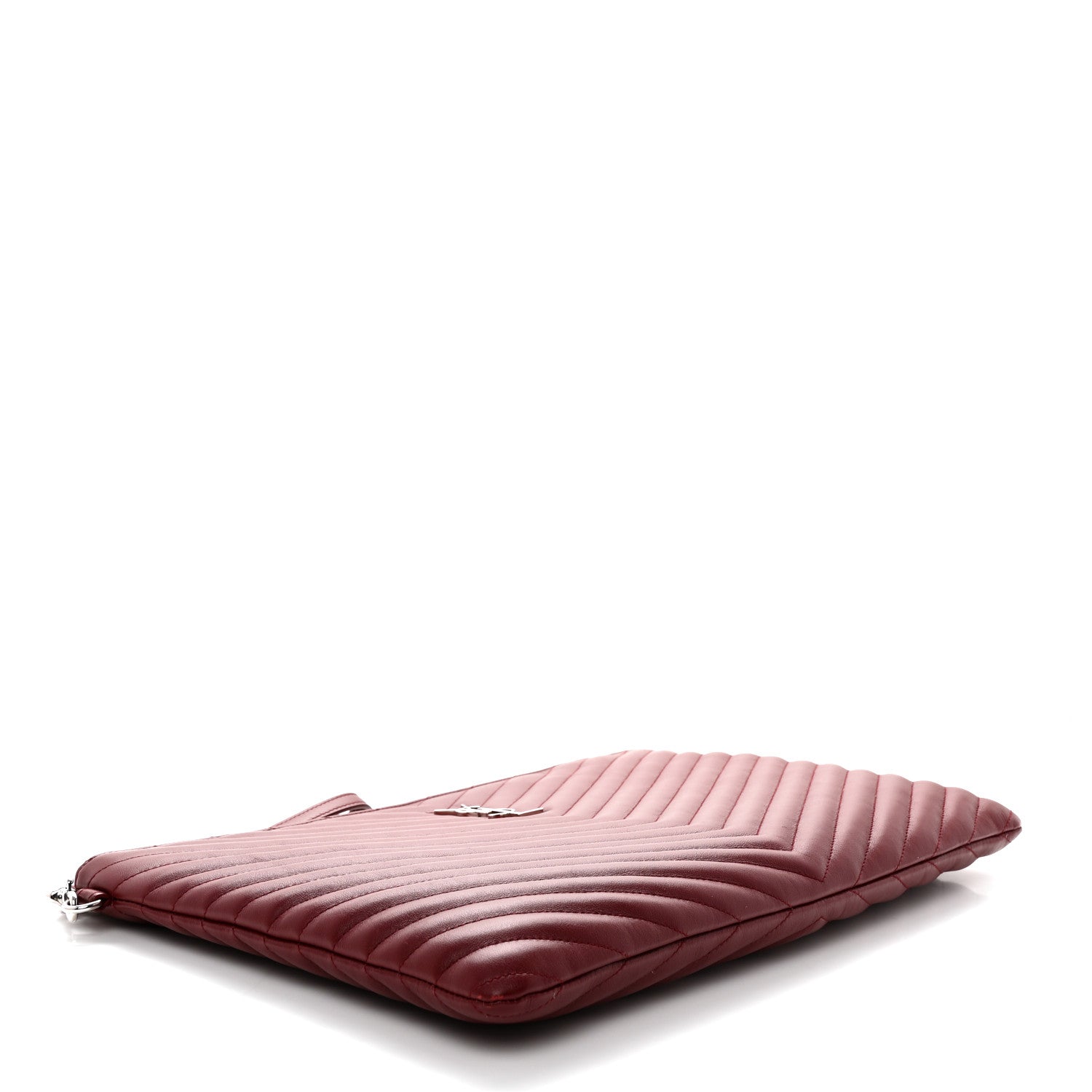 Saint Laurent Calfskin Matelasse Chevron Monogram Document Holder Rouge Legion 4 of 12