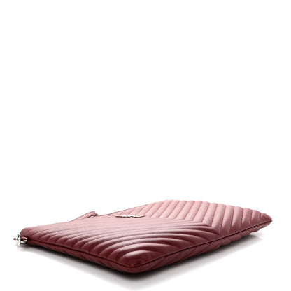 Saint Laurent Calfskin Matelasse Chevron Monogram Document Holder Rouge Legion 4 of 12