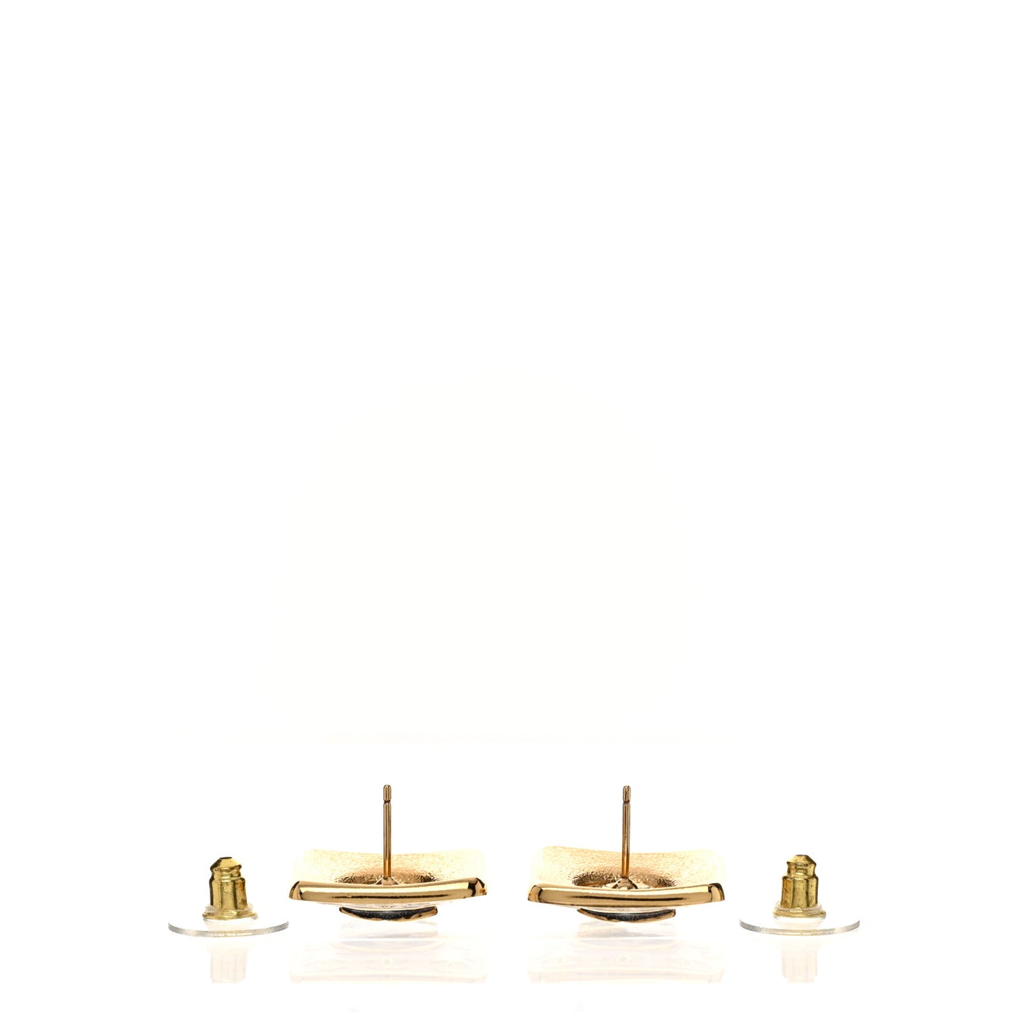 Metal Glitter Sparkle CC Square Earrings Gold White Black