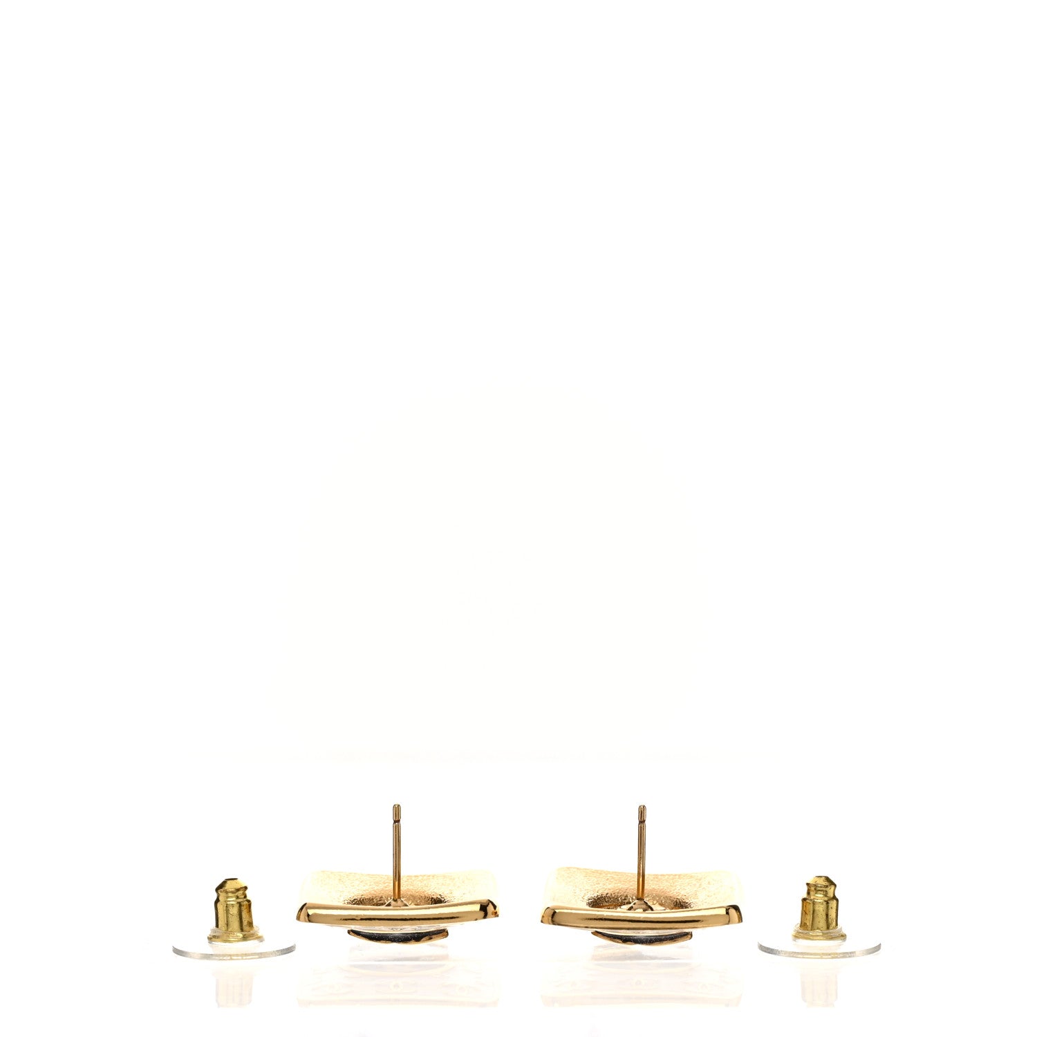Chanel Metal Glitter Sparkle CC Square Earrings Gold White Black 3 of 5