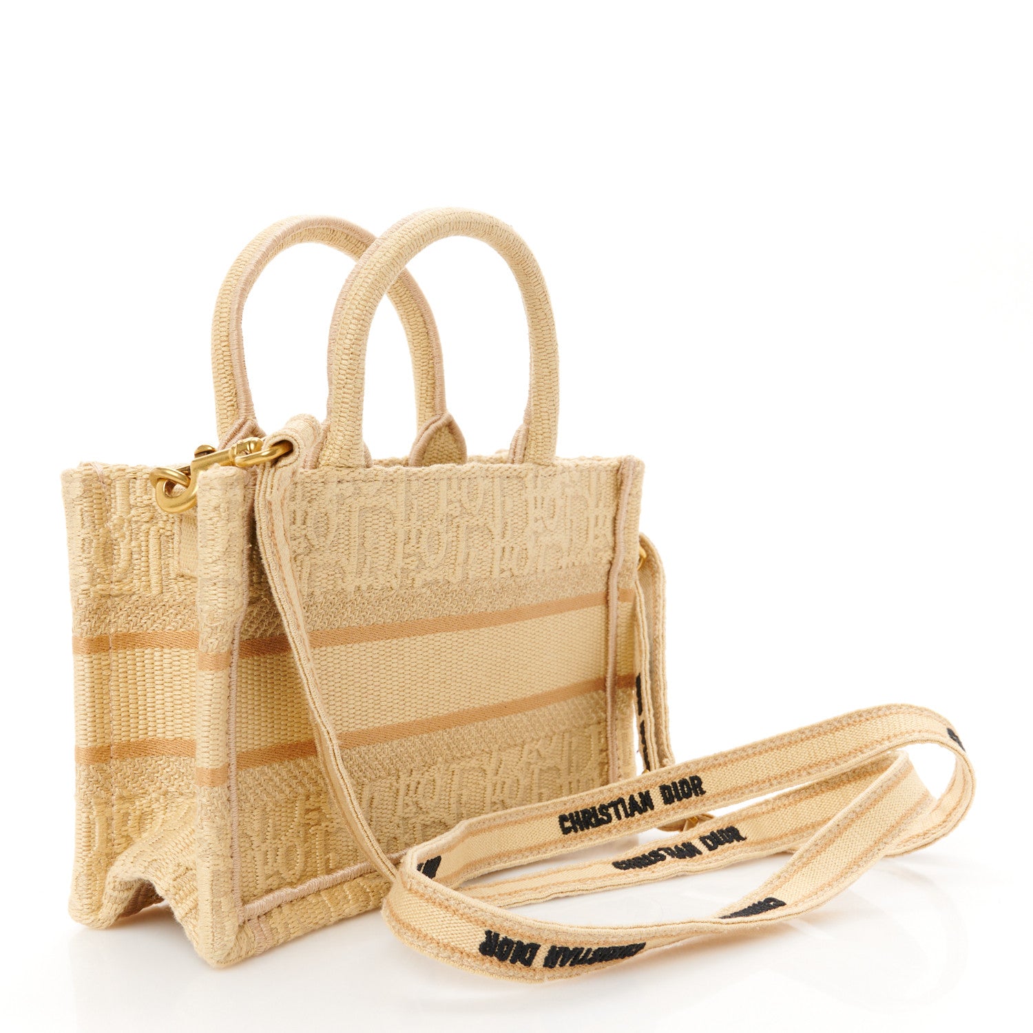 Christian Dior Raffia Oblique Mini Toile De Jouy Book Tote With Strap Beige 2 of 10