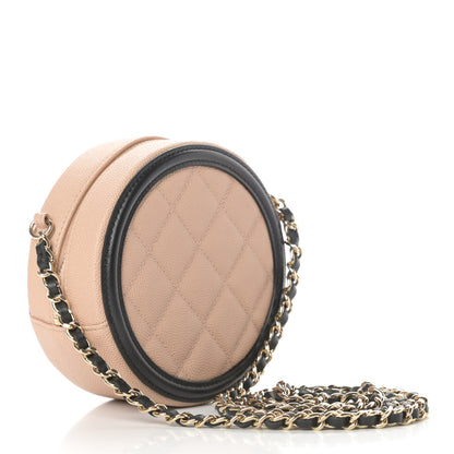 Chanel Caviar Quilted Round Filigree Crossbody Beige Black 3 of 11