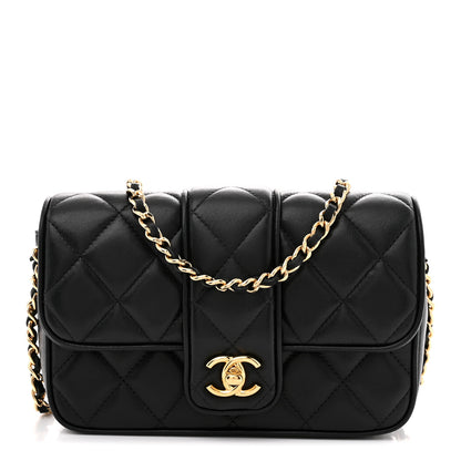 Chanel Lambskin Quilted Tab Mini Flap Black 1 of 11